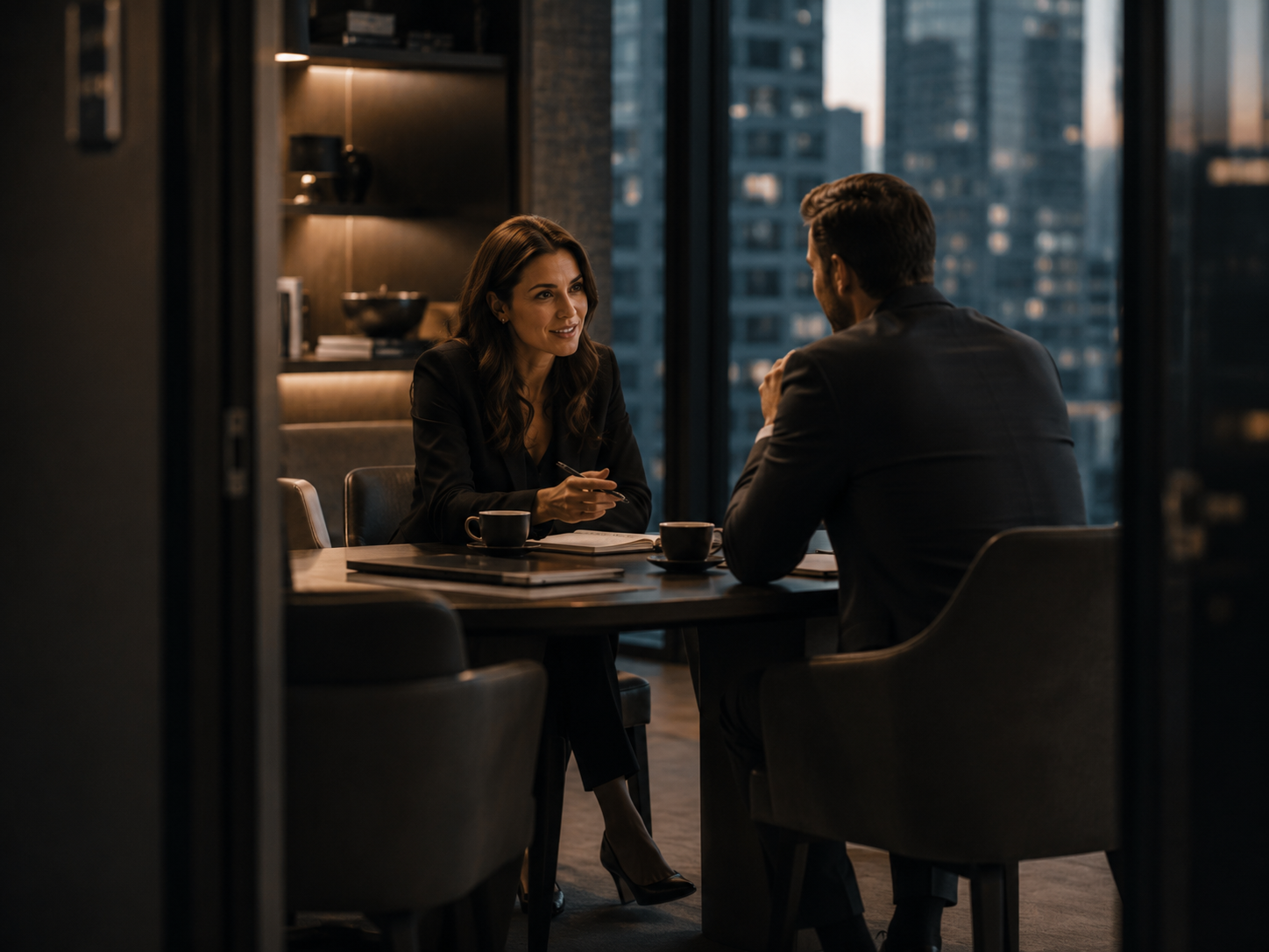 Business owner meeting with a prospect