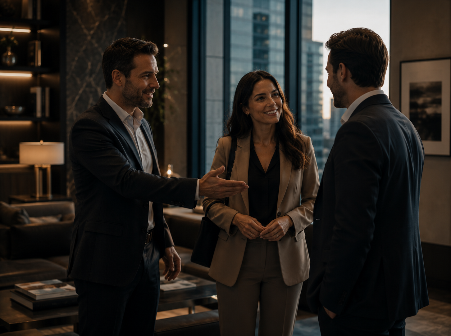 Professionals shaking hands after a successful meeting