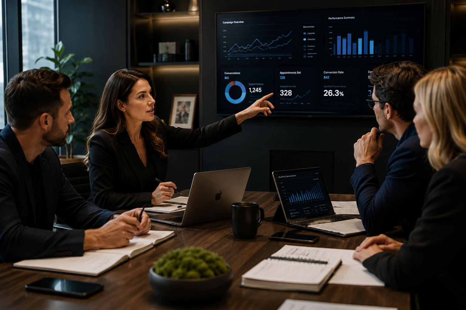Client Success Manager reviewing campaign performance with team