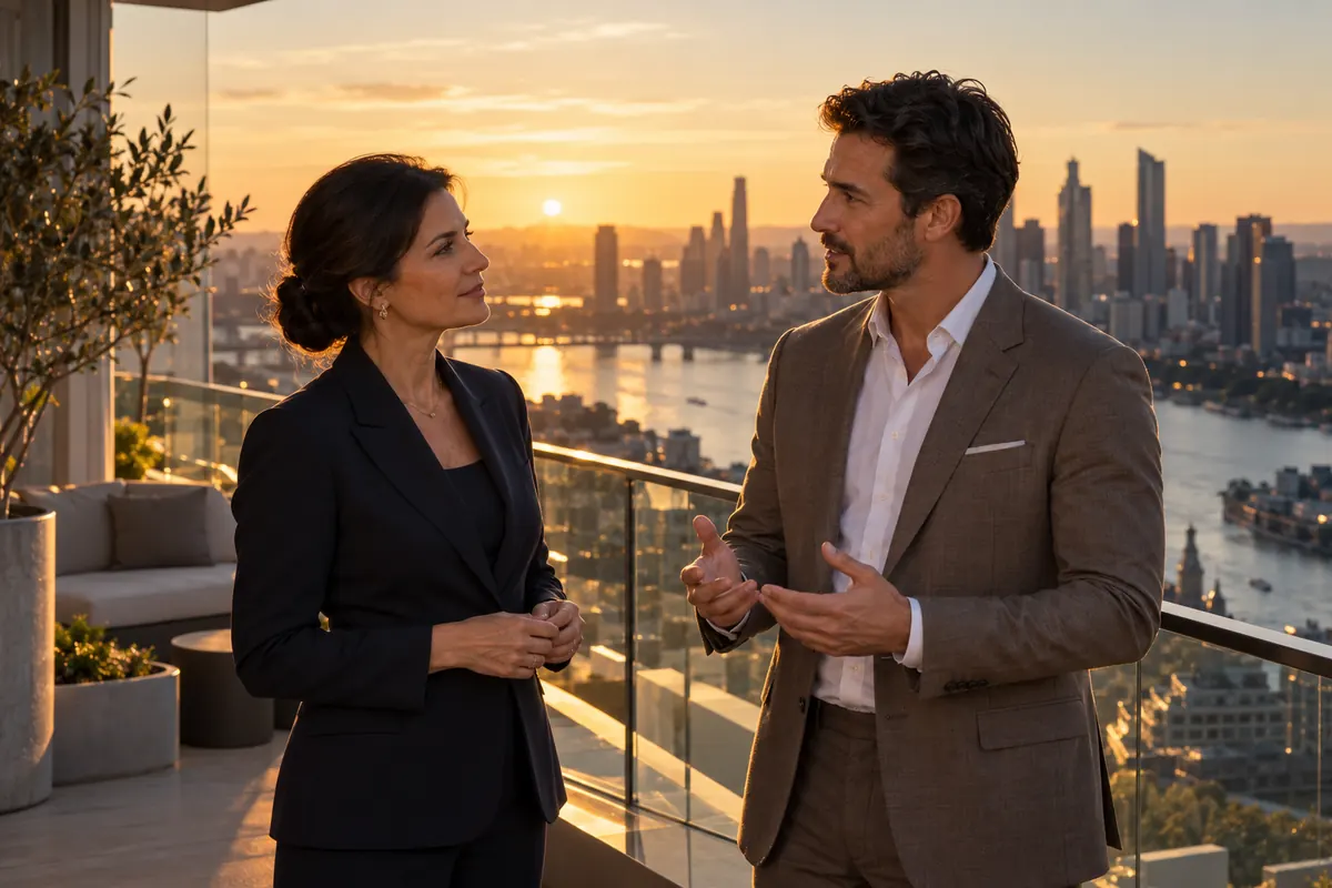 A financial professional talking with a producing agent about future plans